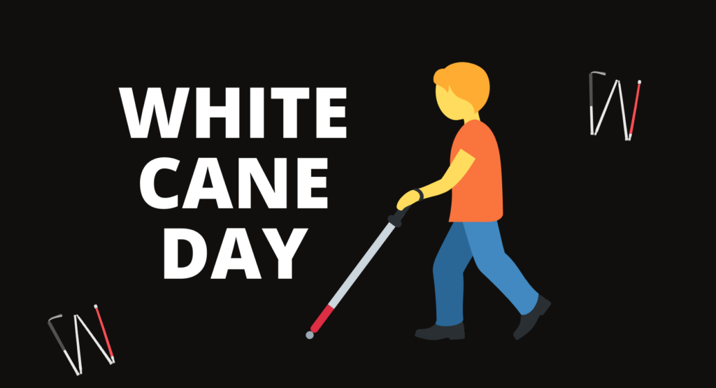 graphic of someone using a white cane