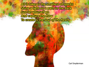 Dr. Snyderman's poem over a colorful illustrated head with colors above it