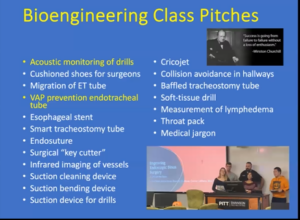 Bioengineering class pitches