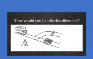 Runaway trolley dilemma graphic 