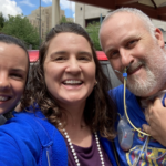 Andrew, his wife, and one of his heroes on discharge day