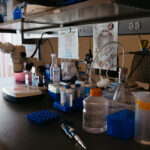 items on the counter of a lab