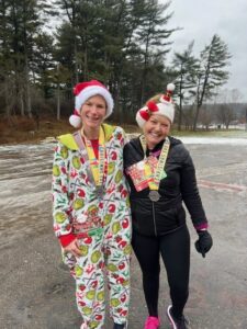 Sally and a friend at the 5K with her fancy bandage