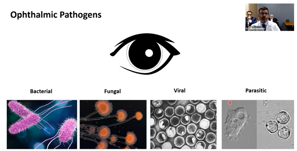 ophthalmic pathogens slide with presenters visible in upper right corner thumbnail